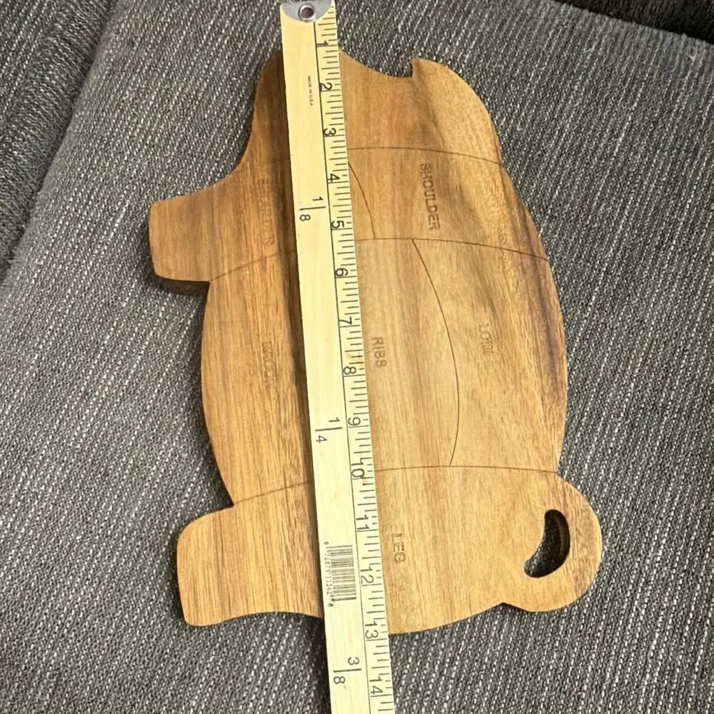 Pig Shaped Wood Cutting Board with Butcher Meat Cuts Diagram, Brown